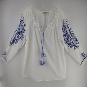 Vintage American Blues Peasant Blouse Size Large